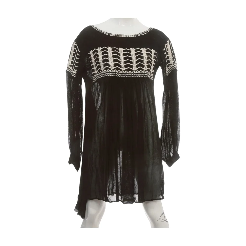 Ralph Lauren Blue Label Small Silk Black Sheer Mesh Embroidered Dress